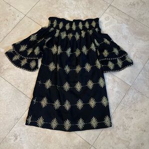 Black and gold off the shoulder dress, XS